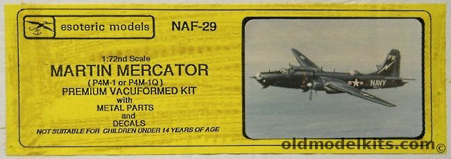 Esoteric 1/72 Martin Mercator P4M-1 or P4M-1Q - US Navy VP-21 or VQ-1, NAF-29 plastic model kit